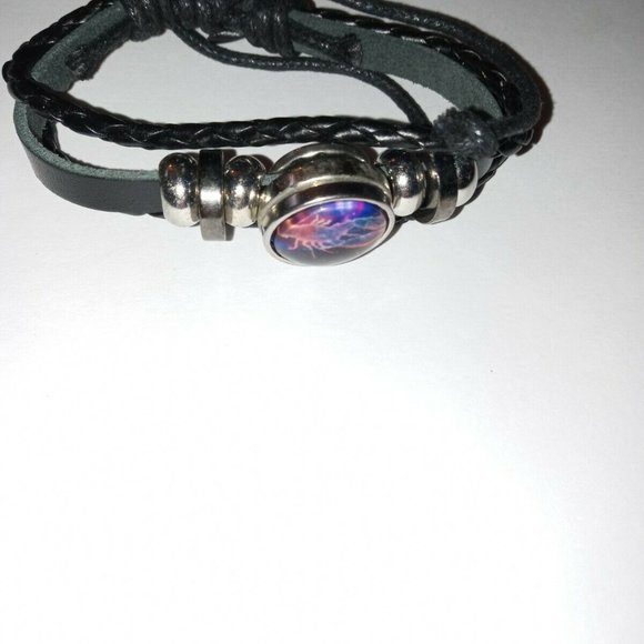 Bracelet Men's or Women's Cancer Leather Adjustable New - Picture 6 of 6